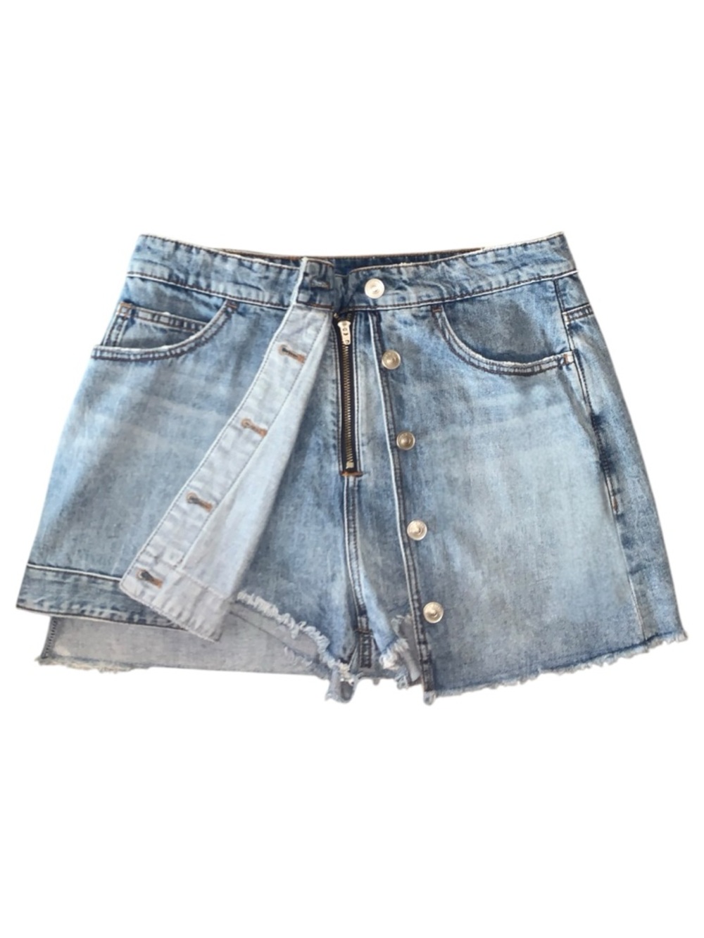 Archive Miss Sixty Denim Culotte Mini Skirt Y2K-Adjacent Button Front Size M 29 - Picture 5 of 16
